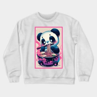 Anime Cute Panda eating Ramen | Cute Anime Panda Kawaii Design Crewneck Sweatshirt